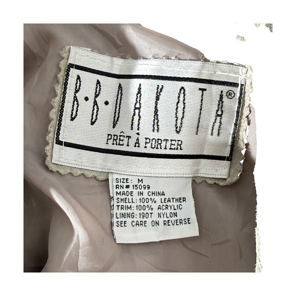 BB Dakota Pret A Porter Cream Leather Bomber Jacket Womens Medium Vintage Suede - Picture 4 of 4